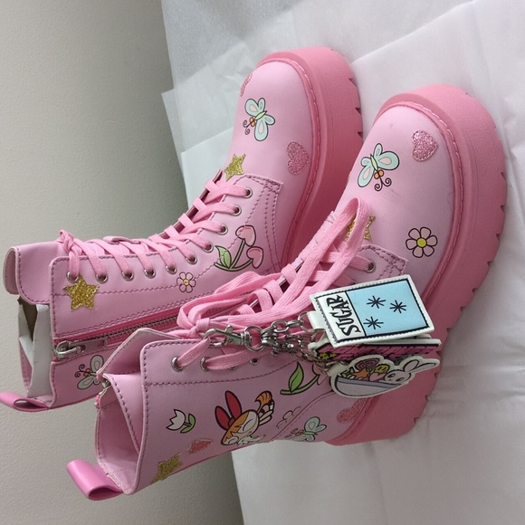❤️ Vintage Power Puff Girls Boots Always Sugar & Spice Combat … - Picture 9 of 12